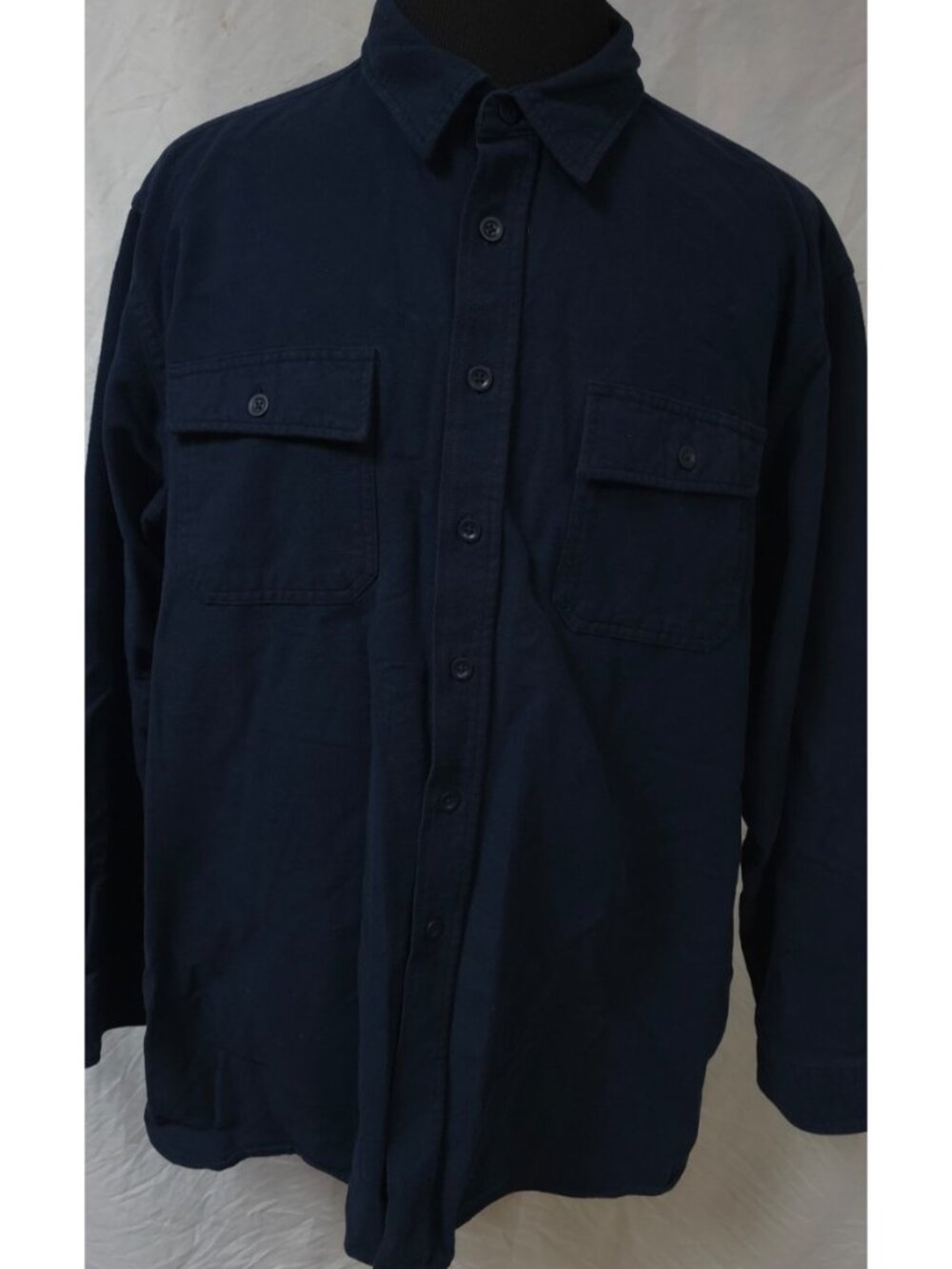 Vtg LL Bean Mens XXL Regular Dark Blue Heavyweight Chamois Flannel Button Shirt